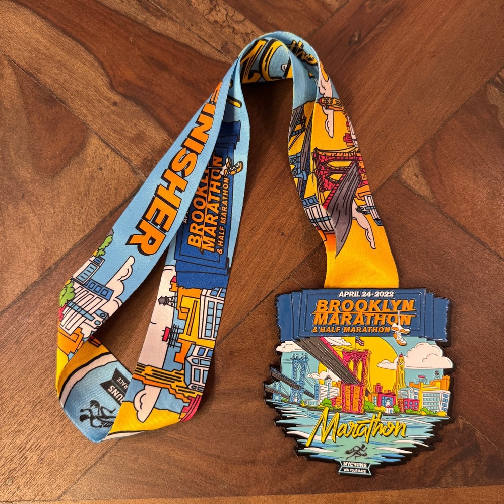 NYCRUNS Brooklyn Marathon Half Marathon Finisher Medal April 24 2022 NYC Bridge
